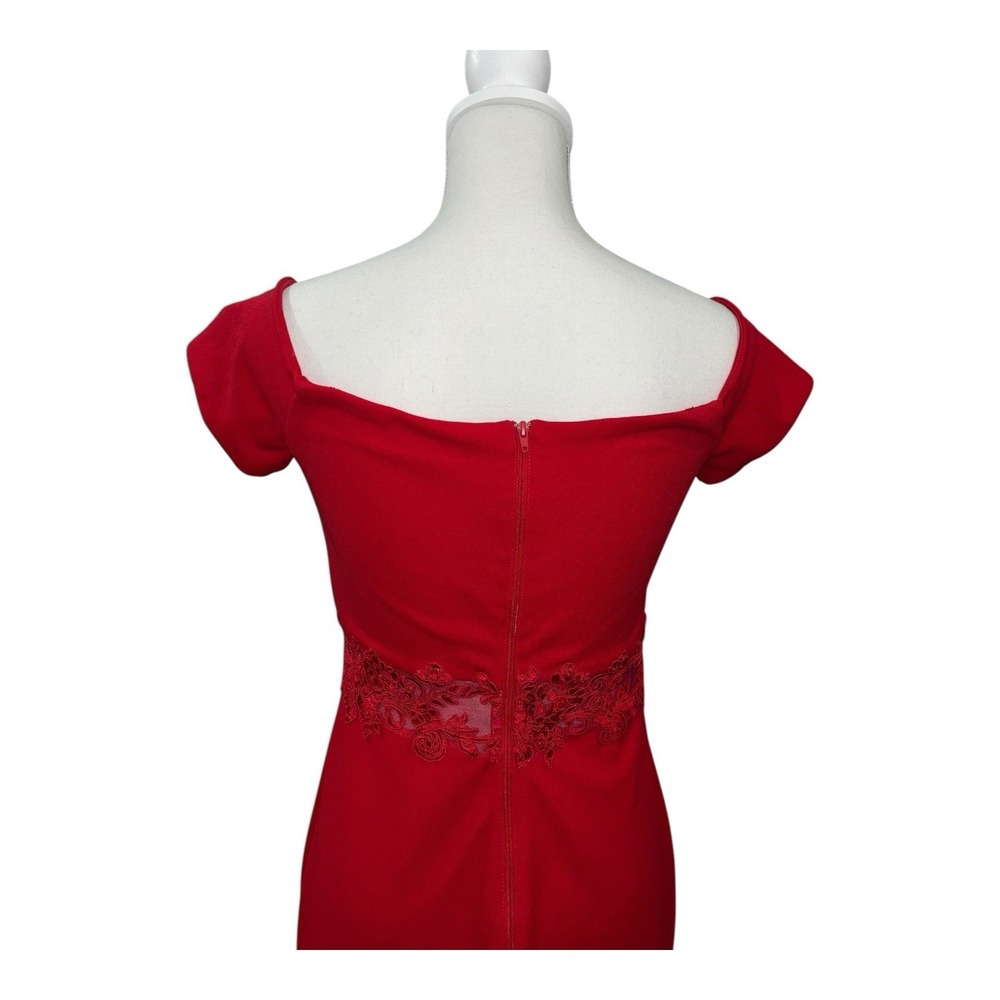 Sequin Hearts Jr's Sz 9 Red Off Shoulder Mermaid Prom Gown Elegant Formal Dress - Picture 8 of 14